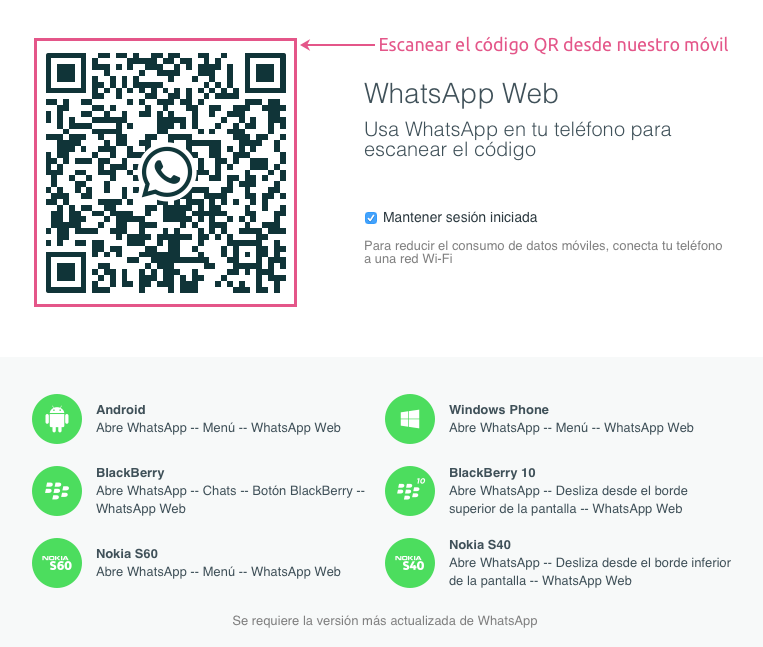 escanear código QR de WhatsApp