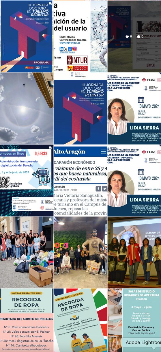 Perfil de Instagram de la Facultad de Empresa y Gestión Pública de Huesca antes de la campaña
