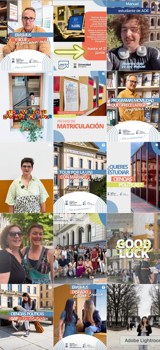Perfil de Instagram de la Facultad de Empresa y Gestión Pública de Huesca después de la campaña